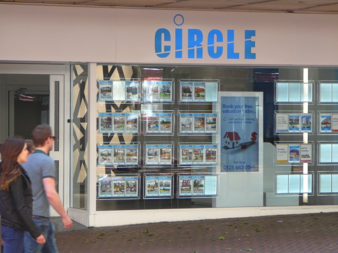 window of Circle Sales & lettings, New Street, Birmingham 